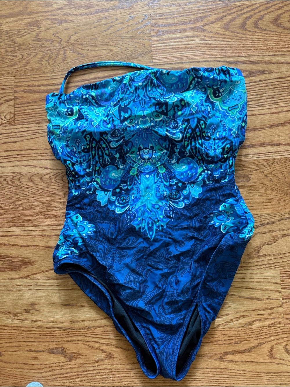 Lauren Ralph Lauren Blue Teal Patterned One-Piece Swimsuit
